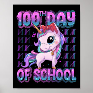 Days Of School Unicorn 100 Days Smarter 100th Day  Poster