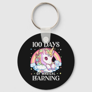 Days Of School Unicorn Girls Teacher 100th Day Of Key Ring