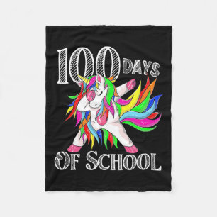 Days Of School Unicorn Happy Magical 100 Days Teac Fleece Blanket