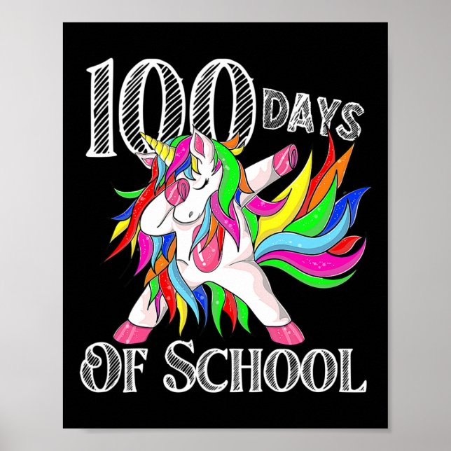 Days Of School Unicorn Happy Magical 100 Days Teac Poster (Front)