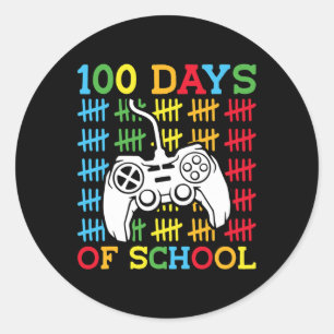 Days Of School Video Games Controller Gaming Kids  Classic Round Sticker