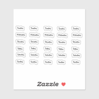 Days of the Week Brush Letter Stickers