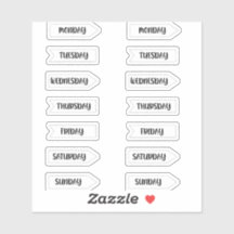 Days of the Week Bullet Journal Planner White