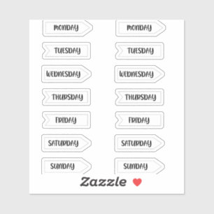 Days of the Week Bullet Journal Planner White