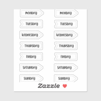 Days of the Week Bullet Journal Planner White