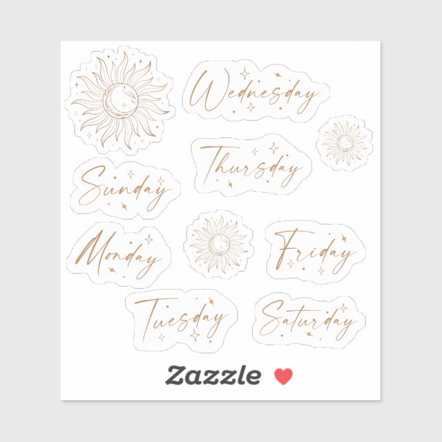 Days of the Week Celestial Planner Sticker Sheet (Sheet)