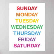 Days of the Week Classroom Poster