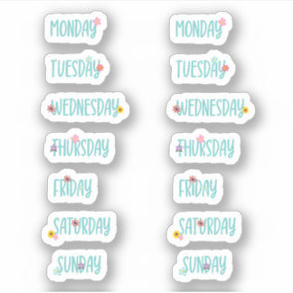 Days of the Week Cute Floral Green Handwriting