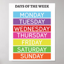Days of the week educational poster