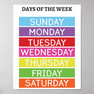 Days of the week educational poster