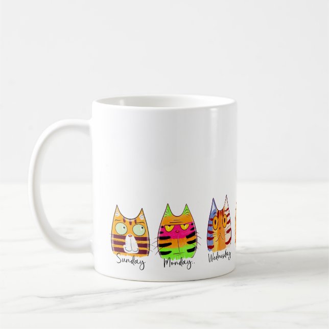 Days of the Week Funny Cat Days Coffee Mug (Left)