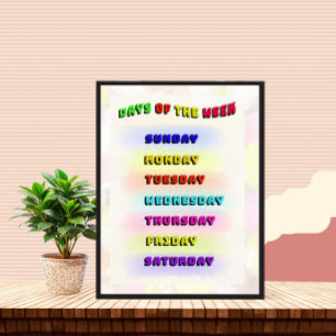 Days of the week learning poster