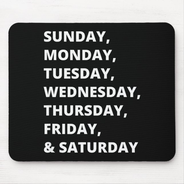 Days Of The Week  Mouse Mat (Front)
