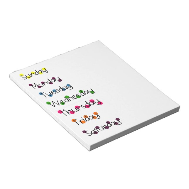 Days of the Week Notepad (Angled)