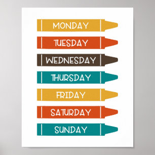 Days of the week Nursery Wall Art