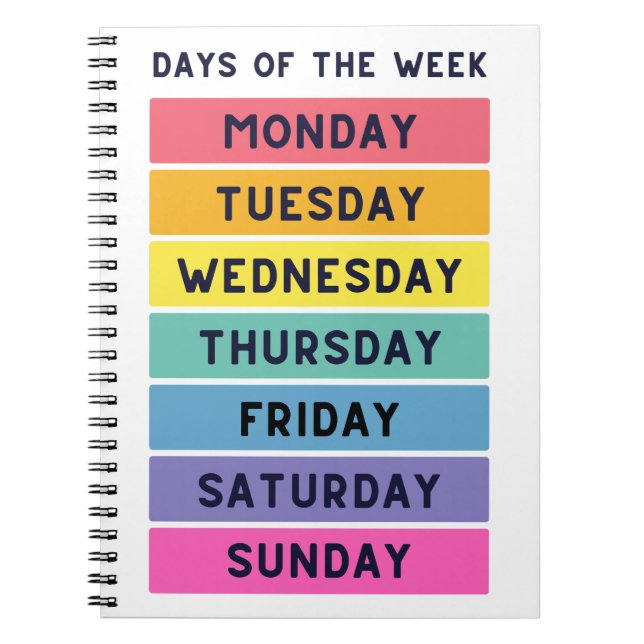 Days of the Week School Education Learning Notebook (Front)