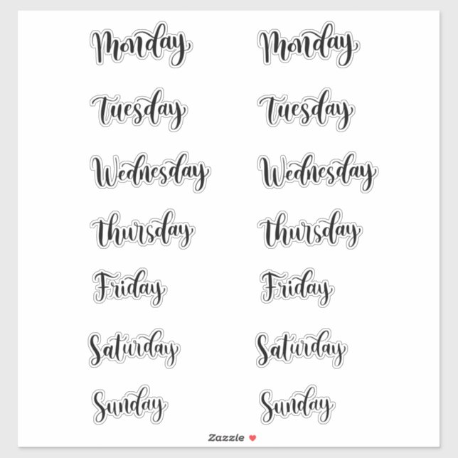 Days of The Week Sticker (Sheet)