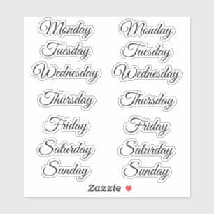 Days of the Week Stickers for Scrapbook & Planners