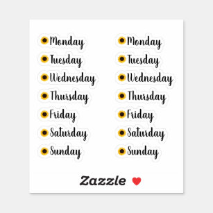 Days of the Week Yellow Sunflower Planner Stickers