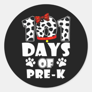 Days School Pre K Dog 100 Days Smarter Students Te Classic Round Sticker