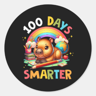 Days Smarter Capybara Kids Teacher 100th Day Of Sc Classic Round Sticker