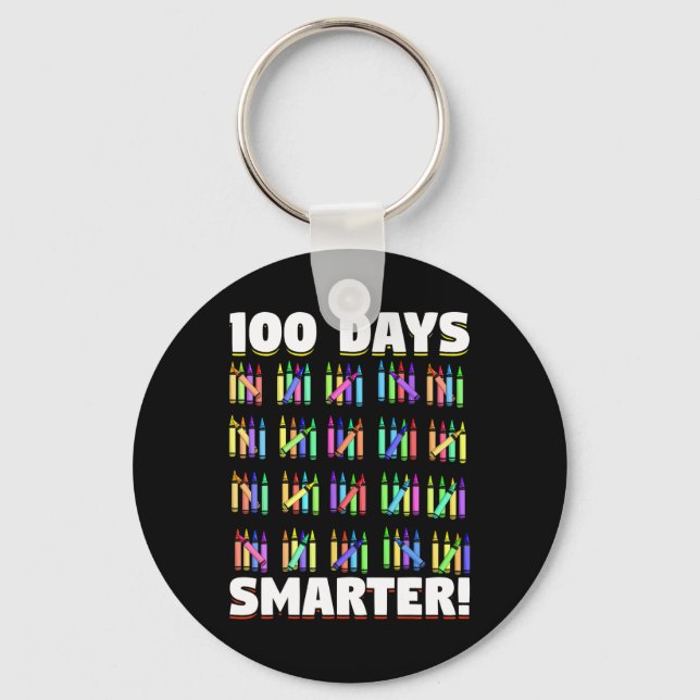 Days Smarter Crayons Student Gift 100 Days Of Scho Key Ring (Front)