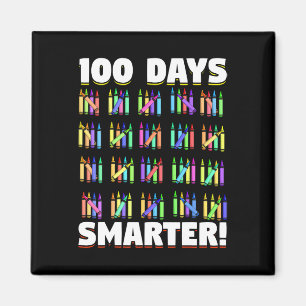 Days Smarter Crayons Student Gift 100 Days Of Scho Magnet