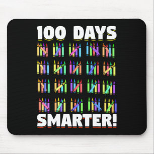 Days Smarter Crayons Student Gift 100 Days Of Scho Mouse Mat