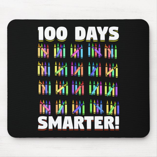Days Smarter Crayons Student Gift 100 Days Of Scho Mouse Mat (Front)