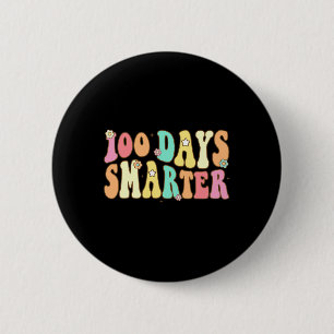 Days Smarter Happy 100th Day Of School Groovy Boy 6 Cm Round Badge