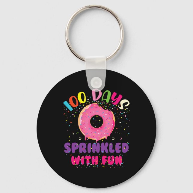 Days Sprinkled With Fun Doughnuts Happy 100th Day  Key Ring (Front)