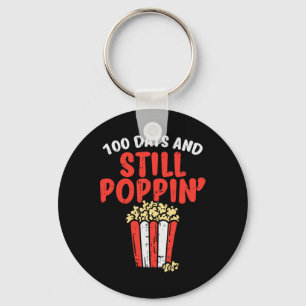 Days Still Poppin Popcorn 100th Day School Foodie Key Ring