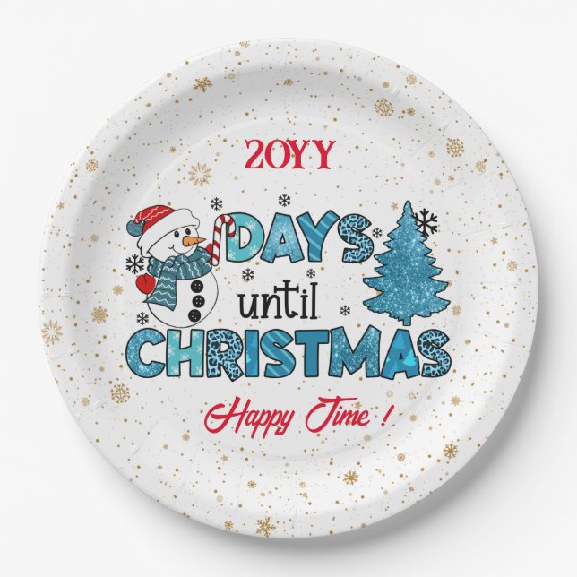 Days Until Christmas Customise Paper Plate (Front)