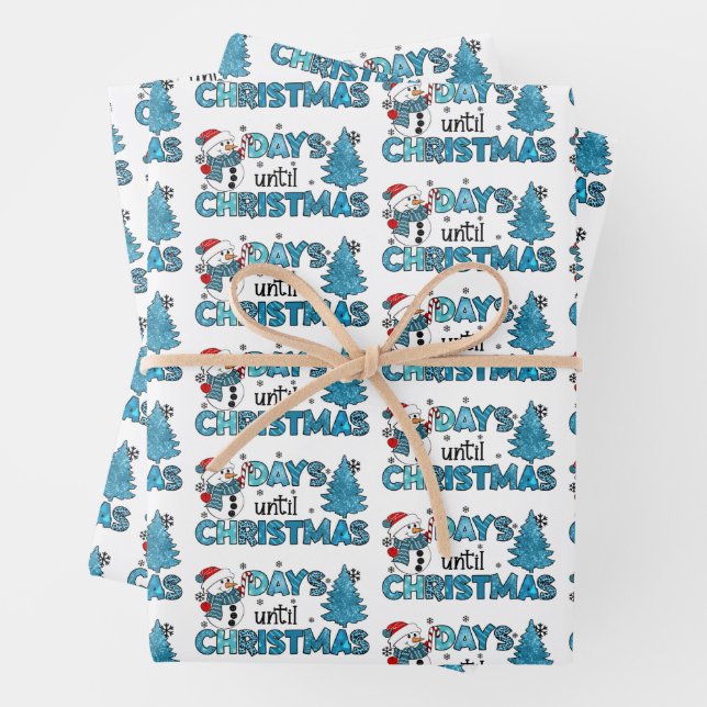 Days Until Christmas Customise Wrapping Paper Sheet (In situ)