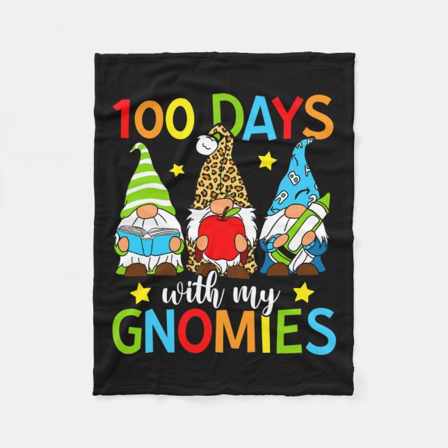Days With My Gnomies Gnome 100 Days Of School Smar Fleece Blanket (Front)