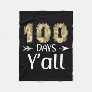 Days Y'all Camo 100th Day Of School Teacher Studen Fleece Blanket