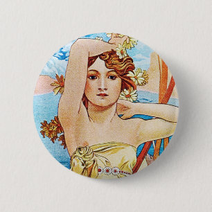 Daytime, Alphonse Mucha 6 Cm Round Badge