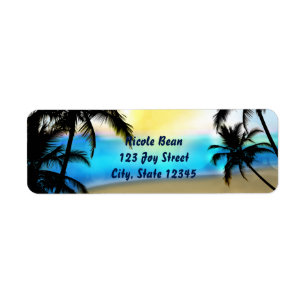 Daytime Beach & Palm Trees Tropical Address labels