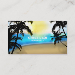 Daytime Beach & Palm Trees Tropical Business Card