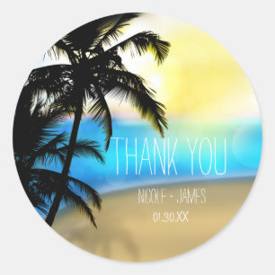 Daytime Beach & Palm Trees Tropical Favour Sticker
