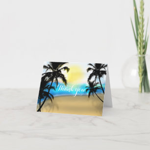 Daytime Beach & Palm Trees Tropical Thank You Card