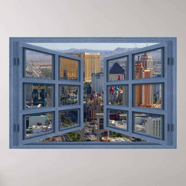 Daytime Las Vegas Strip 6 Pane Open Window Poster (Front)