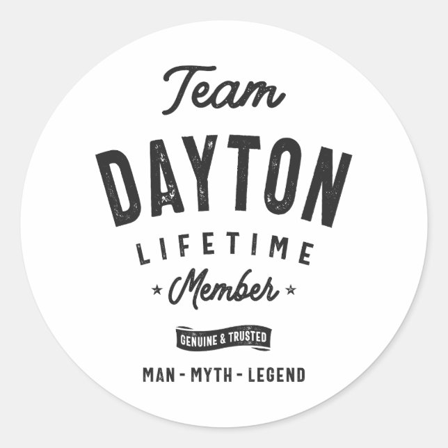 Dayton Lifetime Member Personalised Name Dayton Classic Round Sticker (Front)