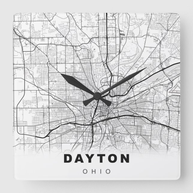 Dayton Map Square Wall Clock (Front)