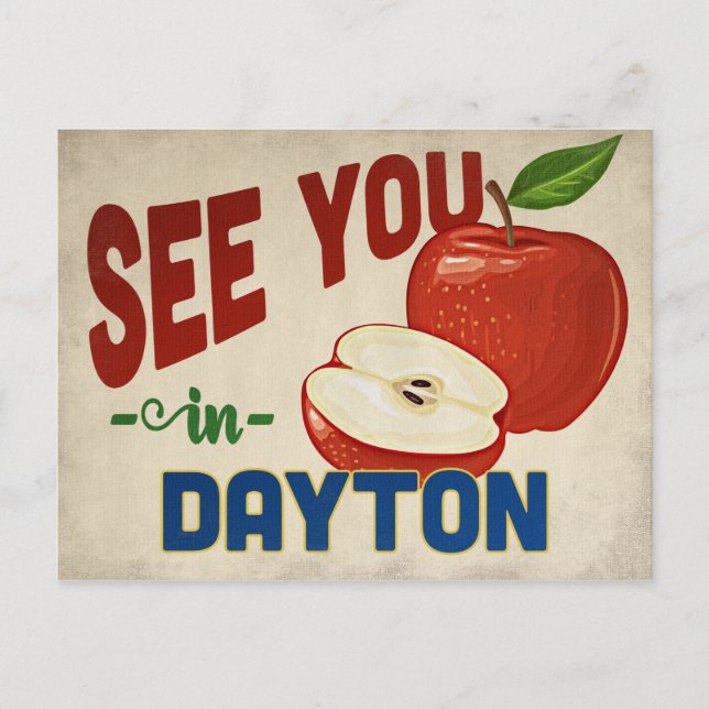 Dayton Ohio Apple - Vintage Travel Postcard (Front)