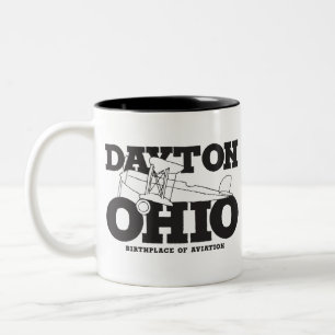 Dayton Ohio Art Birthplace of Aviation Travel Art Two-Tone Coffee Mug