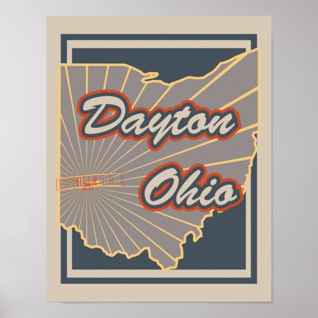 Dayton, Ohio Art Print - Travel Poster v2 (Front)