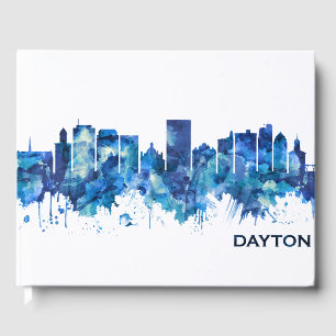 Dayton Ohio Skyline Blue Guest Book