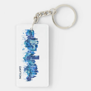 Dayton Ohio Skyline Blue Key Ring