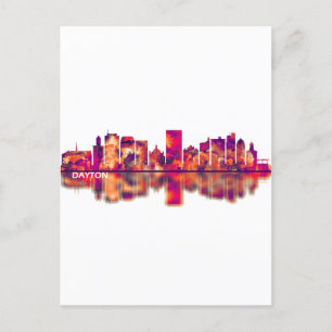 Dayton Ohio Skyline Holiday Postcard